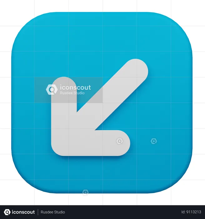 Flèche vers le bas à gauche  3D Icon