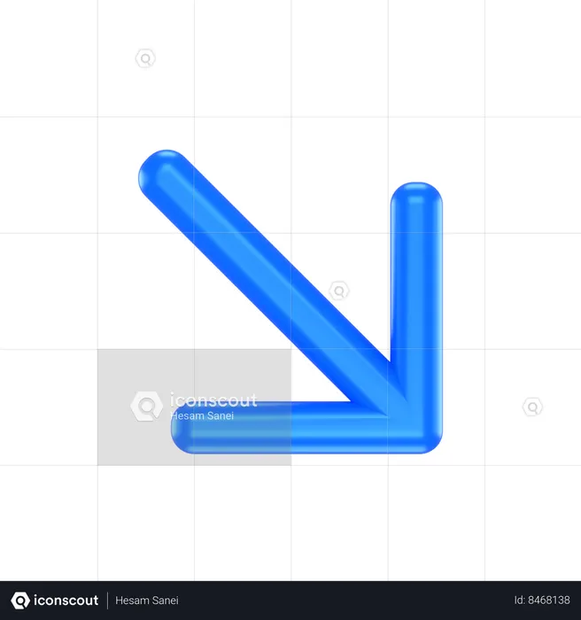 Flèche vers le bas vers la droite  3D Icon