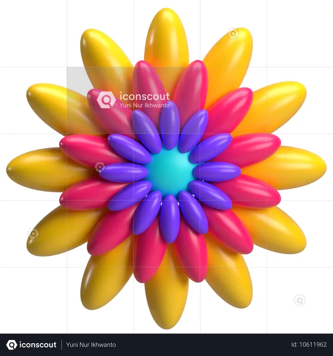 Fleur colorée  3D Icon