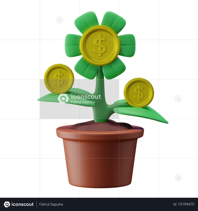 Croissance des investissements en fleurs  3D Icon