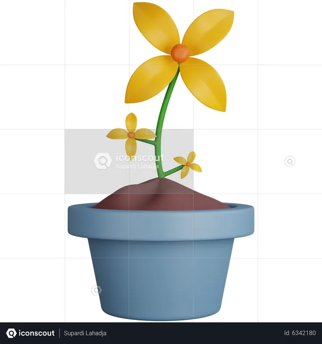 Fleur jaune  3D Icon