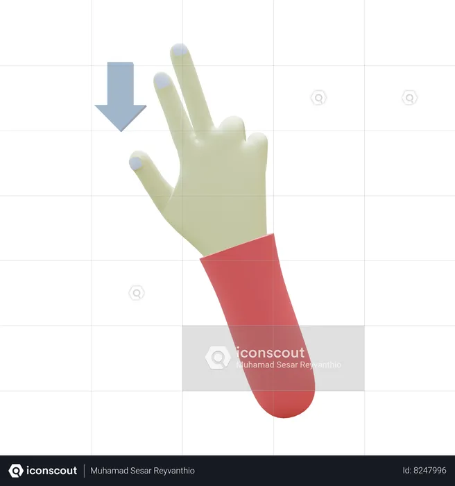 Flick Down Finger Gesture  3D Icon