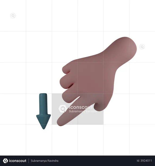 Flick Down Hand Gesture  3D Illustration