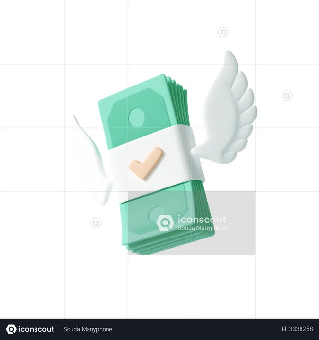 Fliegendes Bargeld mit Flügeln  3D Illustration