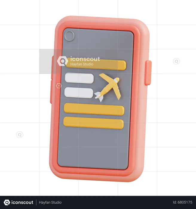 Flight Schedule On Mobile  3D Icon