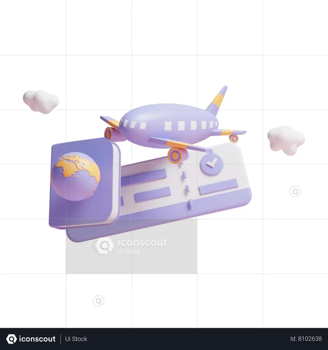 Flight Ticket  3D Icon