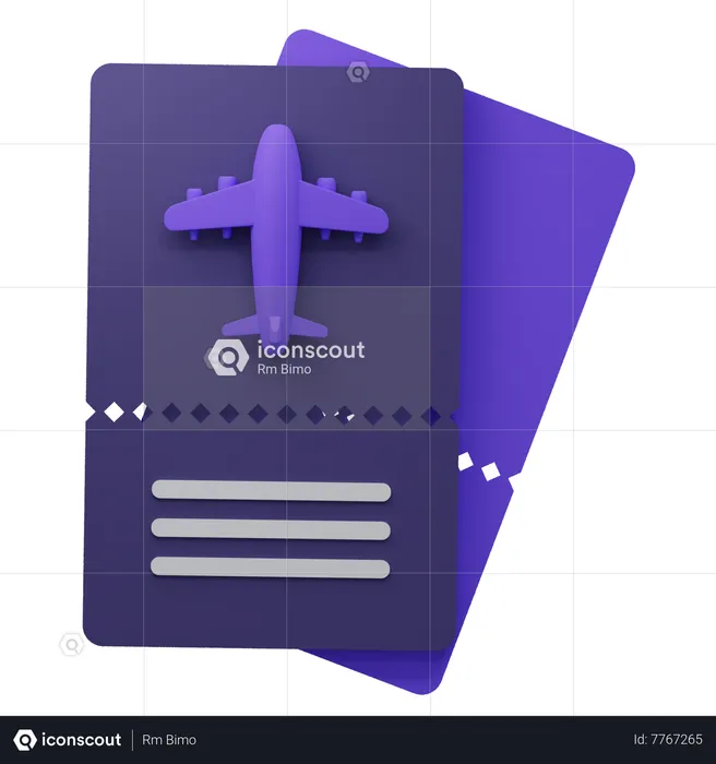 Flight Ticket  3D Icon