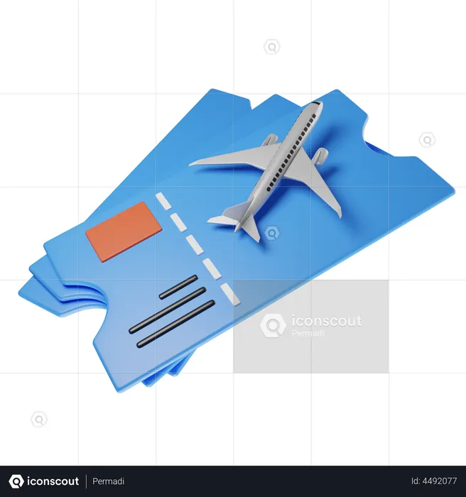 Flight Ticket  3D Illustration