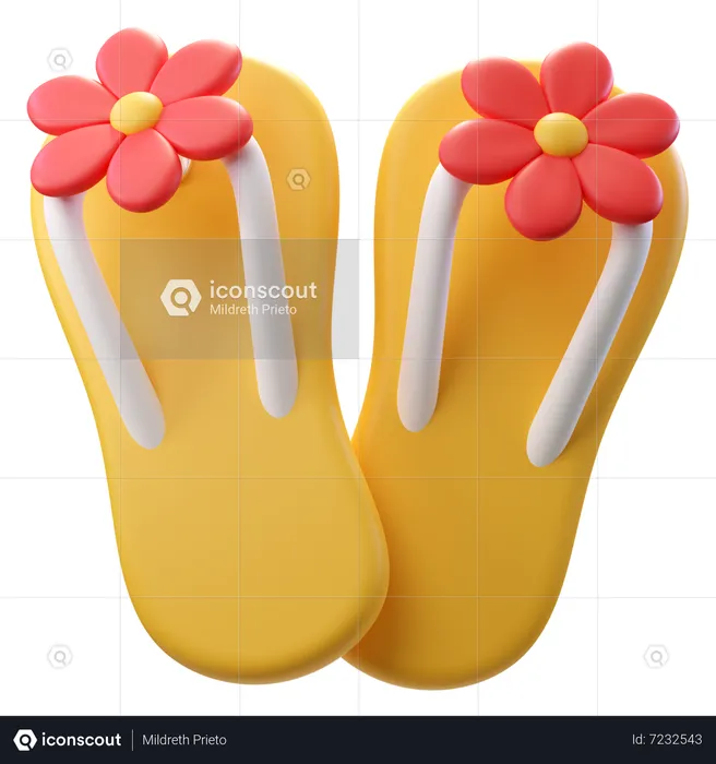 Flip Flops Flower  3D Icon