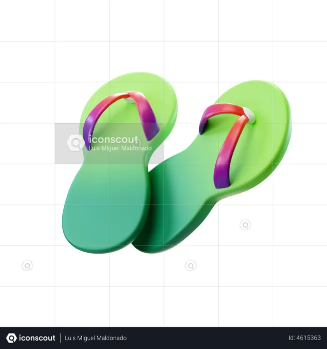 Flip Flops Green  3D Illustration