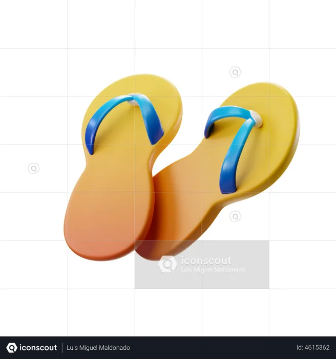 Flip Flops Yellow  3D Illustration