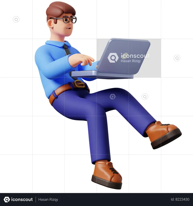 Float Businessman Working  3D Illustration