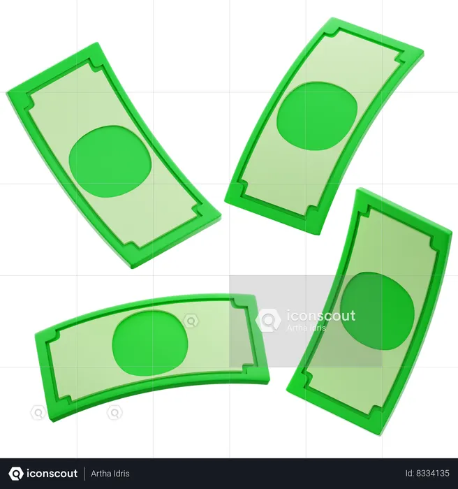Float Money  3D Icon