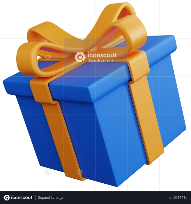 Floating Blue Gift Box  3D Icon