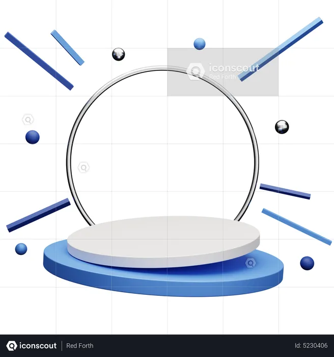 Floating Podium with Ring and Balls  3D Icon