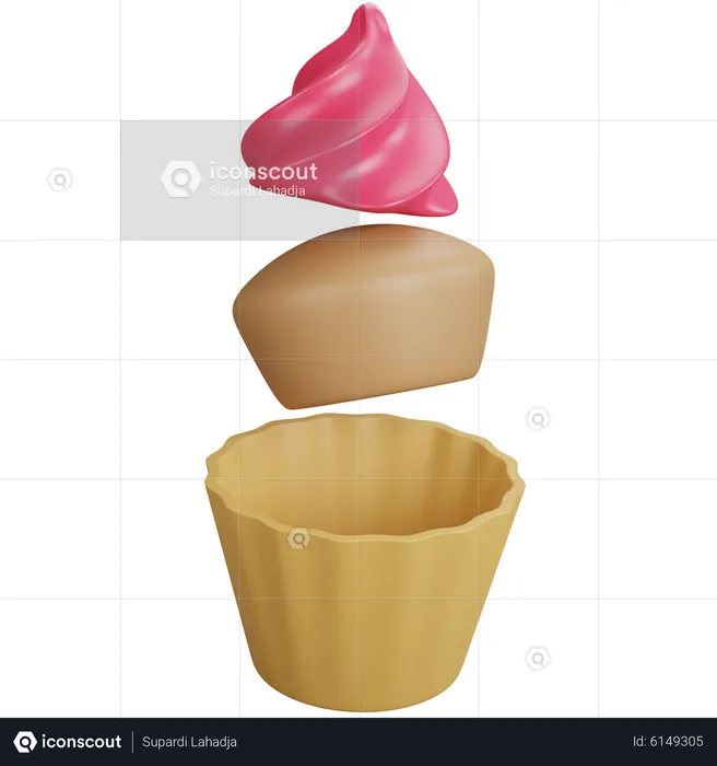 Floating strawberry cupcakes  3D Icon