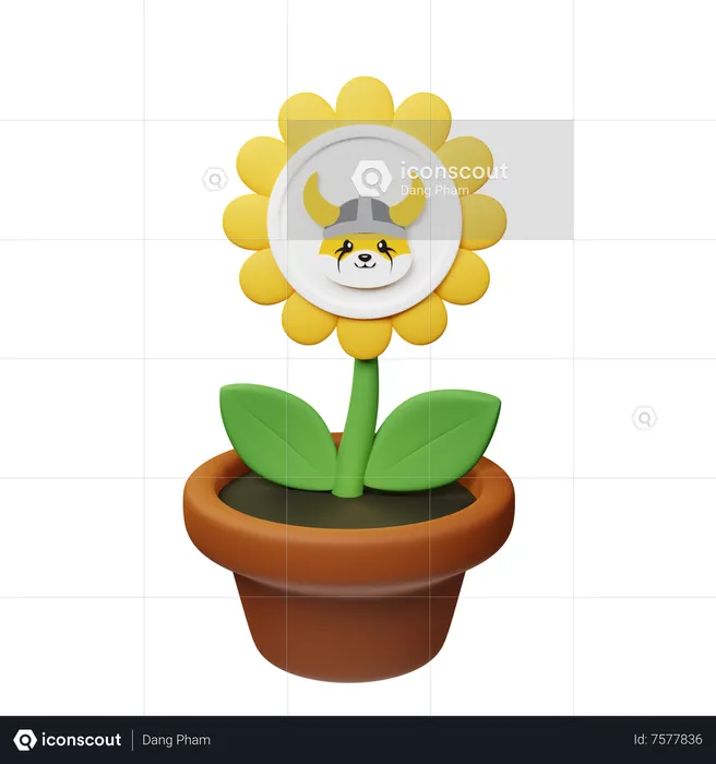 Floki Crypto Plant Pot  3D Icon