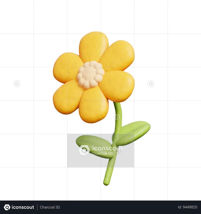 Flor amarela  3D Icon