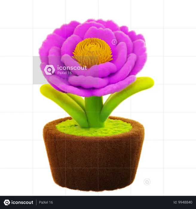 Flor de peonía  3D Icon