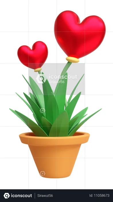 Flor en forma de corazón  3D Illustration