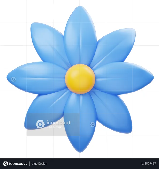 Flor gradiente azul  3D Icon