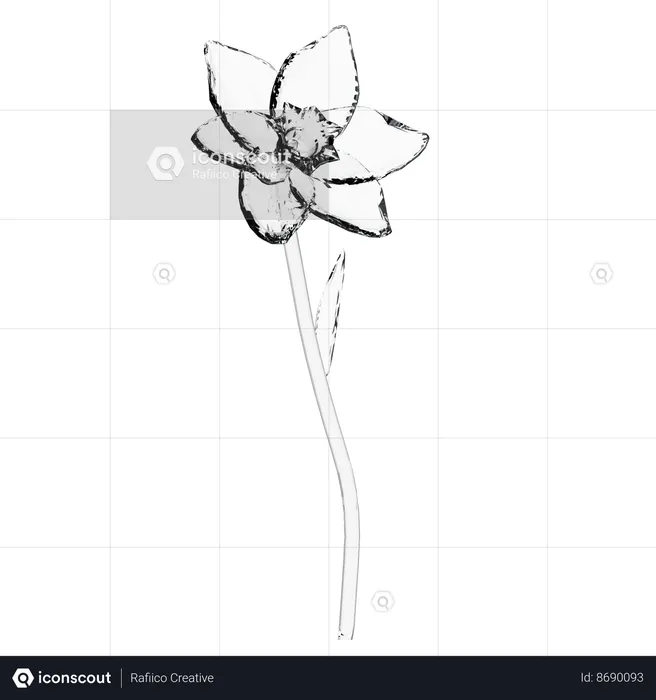 Flor de narciso de cristal  3D Icon