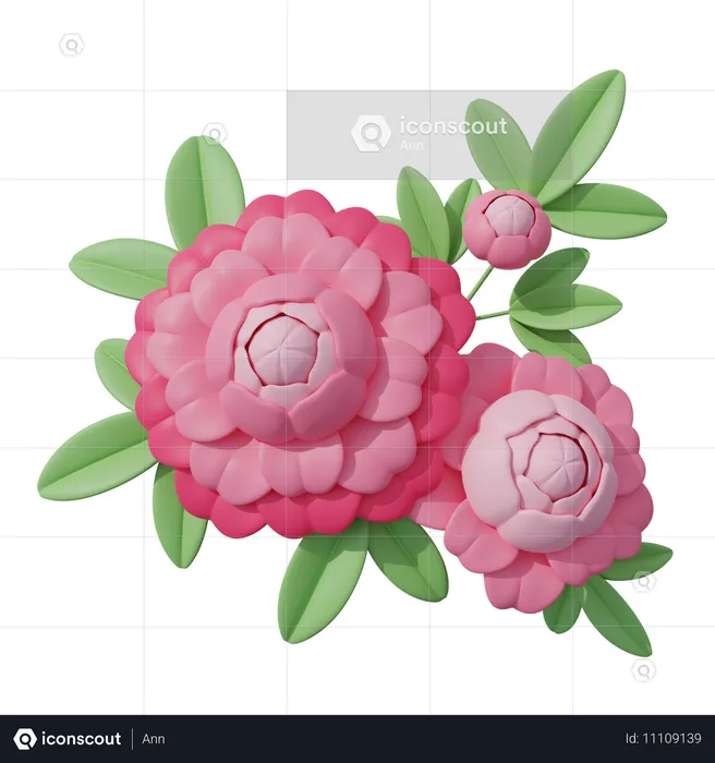 Flor rosa  3D Icon