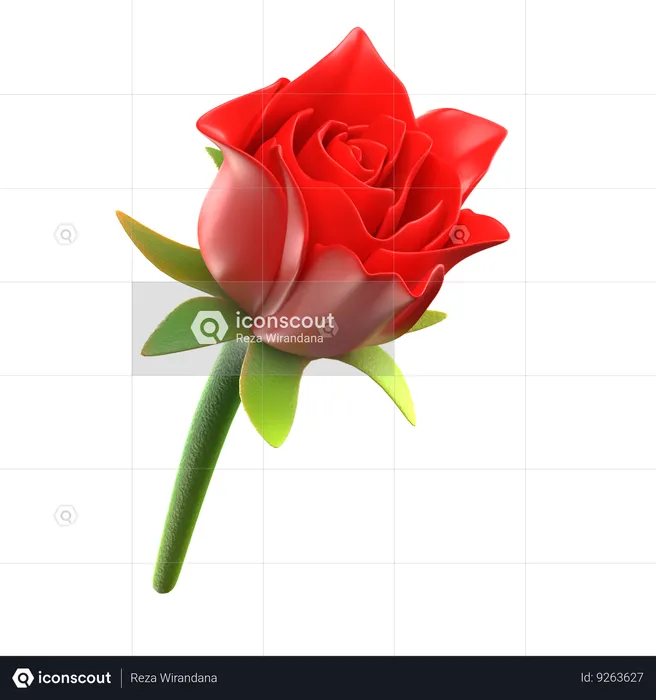 Flor rosa roja  3D Icon