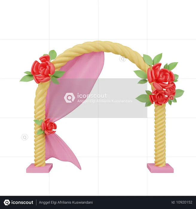 Floral Wedding Arch With Drapery  3D Icon