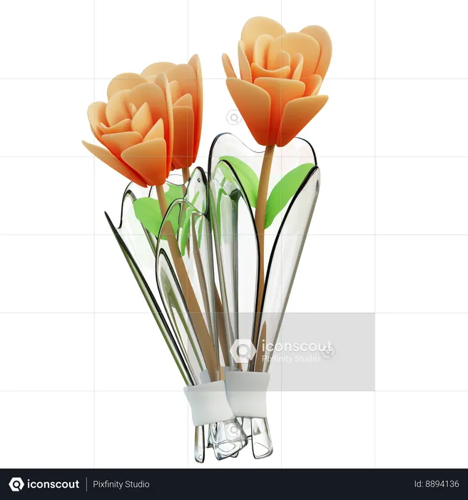 Flores de íris laranja  3D Icon