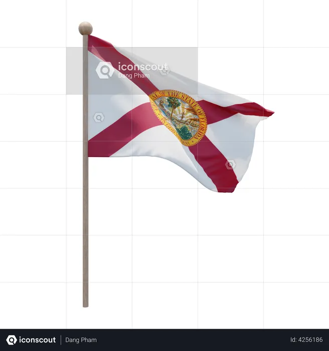 Florida Flagpole Flag 3D Illustration