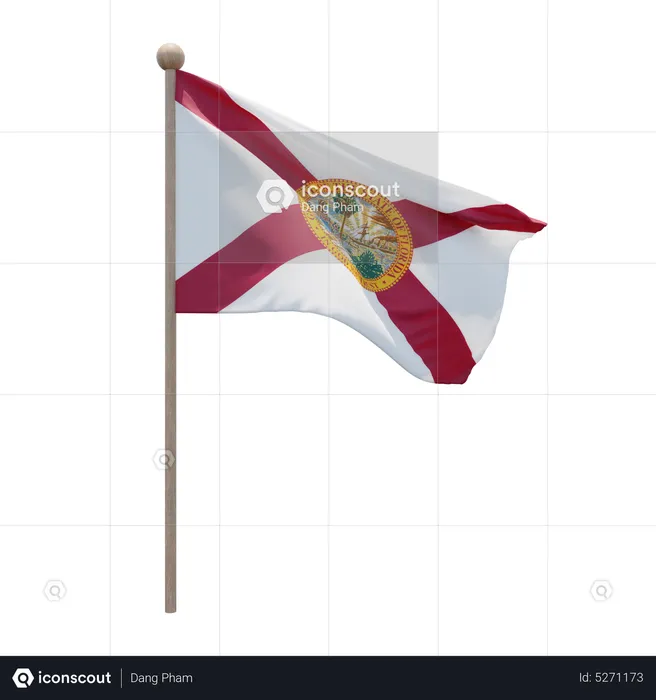 Florida Flagpole Flag 3D Icon