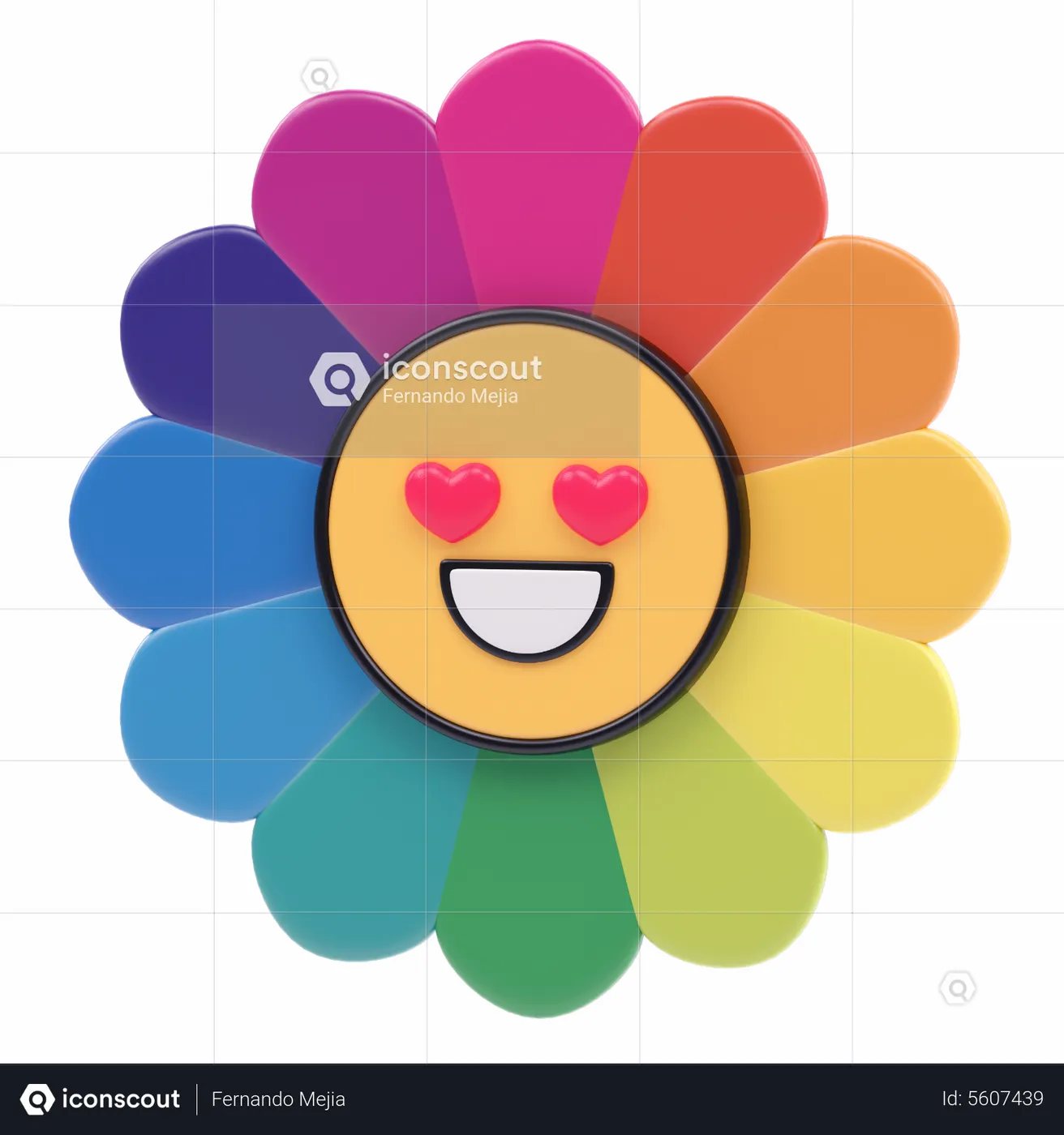 Flower Emoji 3D Icon download in PNG, OBJ or Blend format
