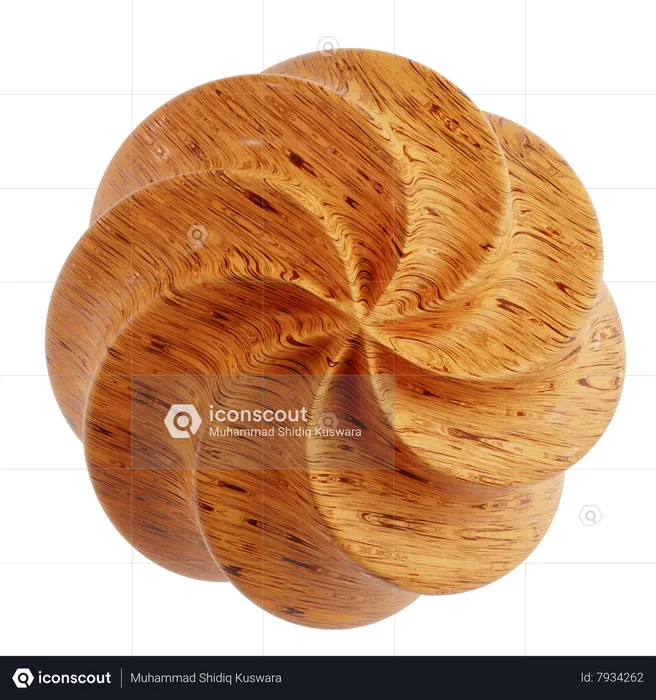 Wood Flower Abstract Shape  3D Icon