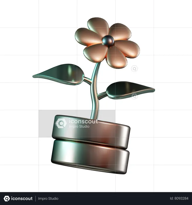 Flower at Coin  3D Icon