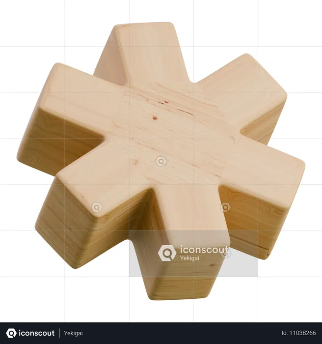 Flower Ball Wooden Abstract Shape  3D Icon