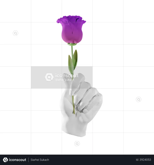 Flower Holding Gesture  3D Illustration