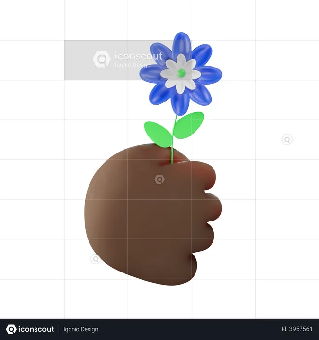 Flower Holding Hand Gesture  3D Illustration