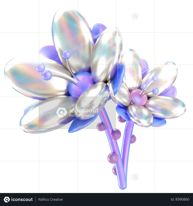 Flower Holographic  3D Icon