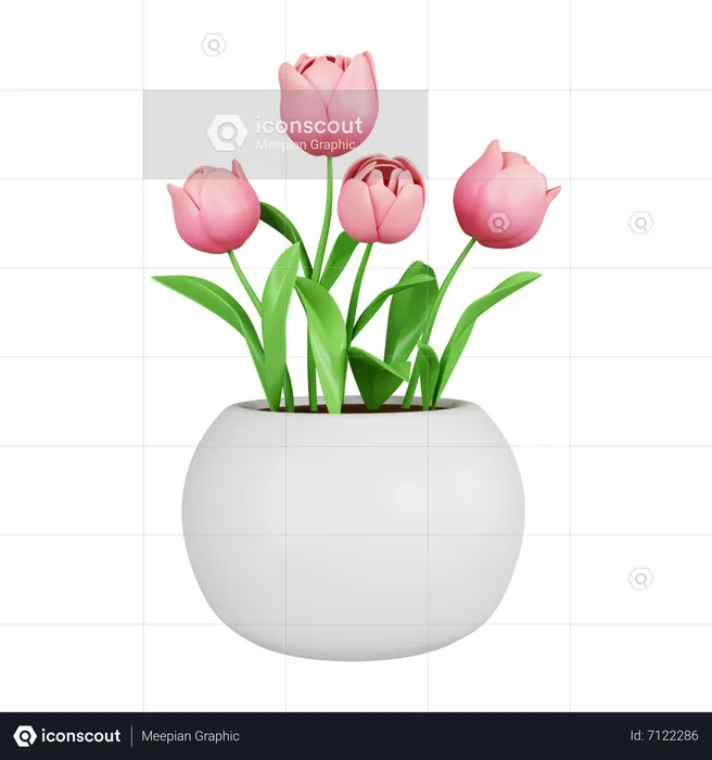 Flower In Vase  3D Icon