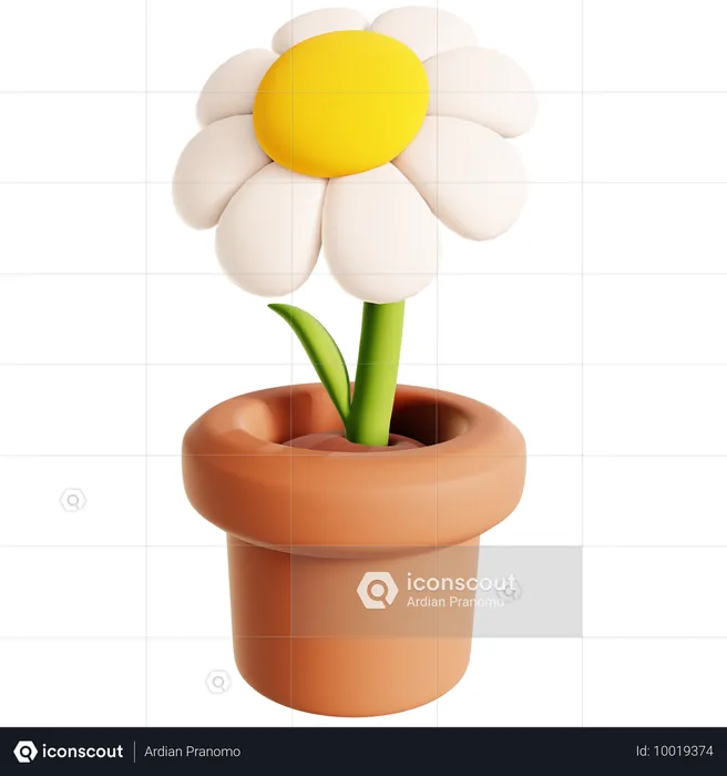 Flower on a Pot  3D Icon