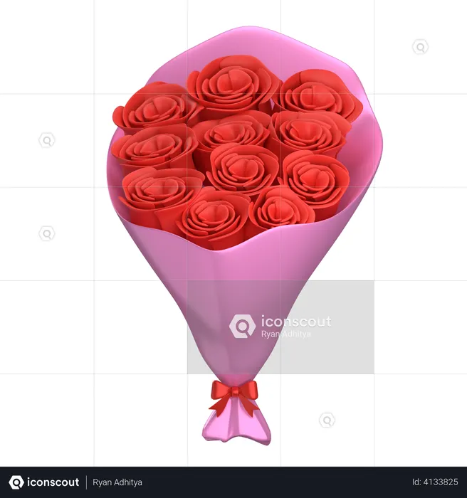 Flower Pink Bouquet  3D Illustration
