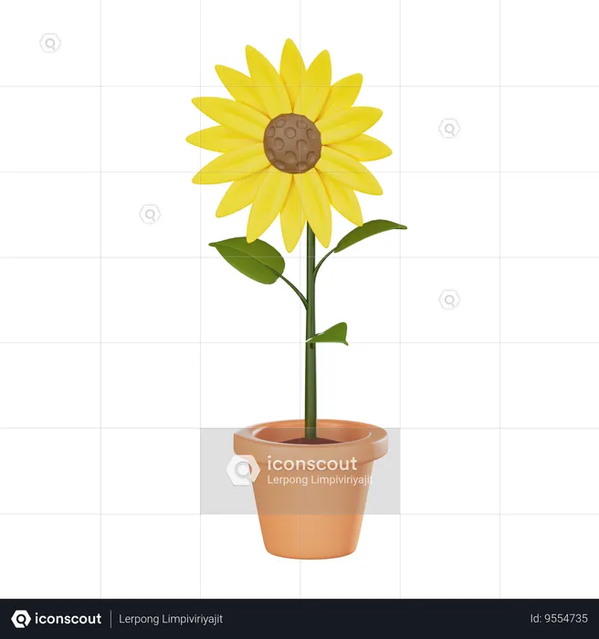 Flower Plant Pot  3D Icon