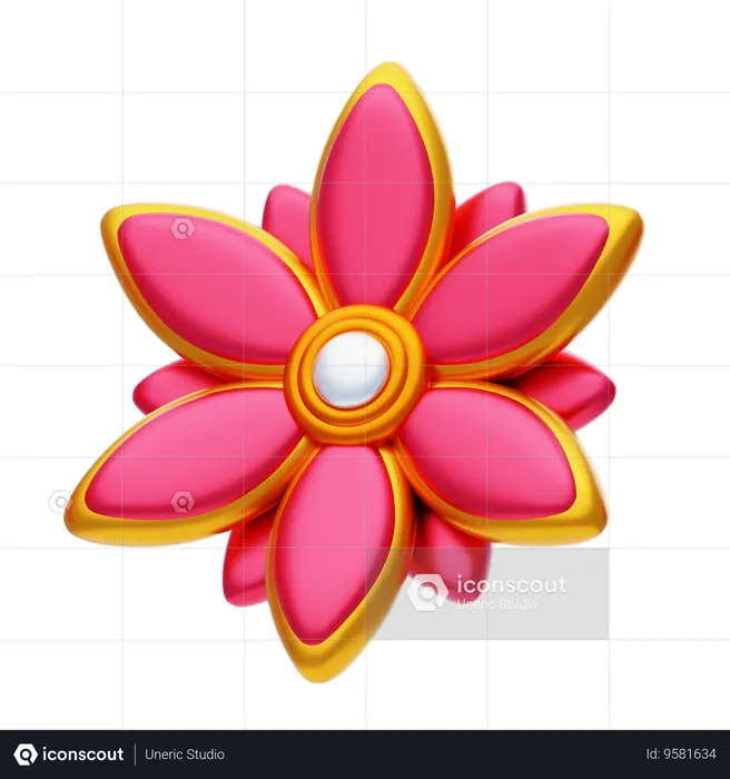 Flower Shape Has A Gold Border  3D Icon