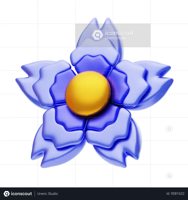 Flower Shape Like A Blue Iris Flower  3D Icon