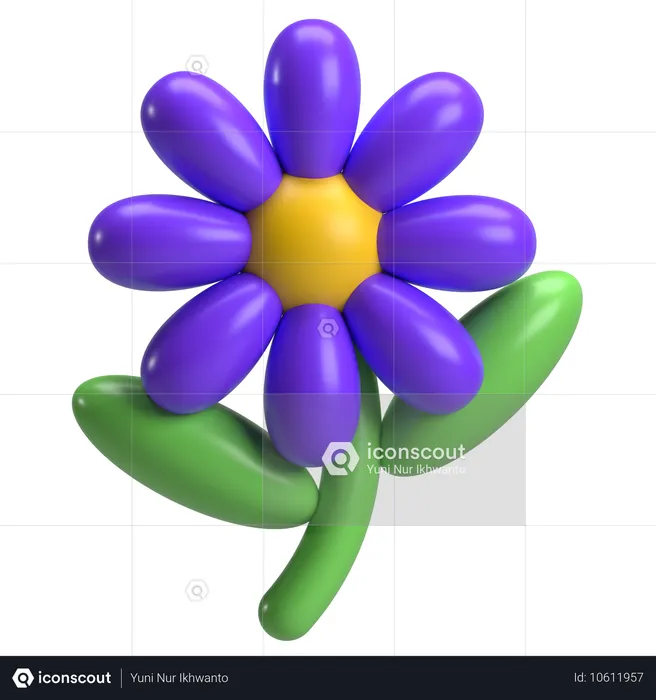 Flower With Leaf  3D Icon