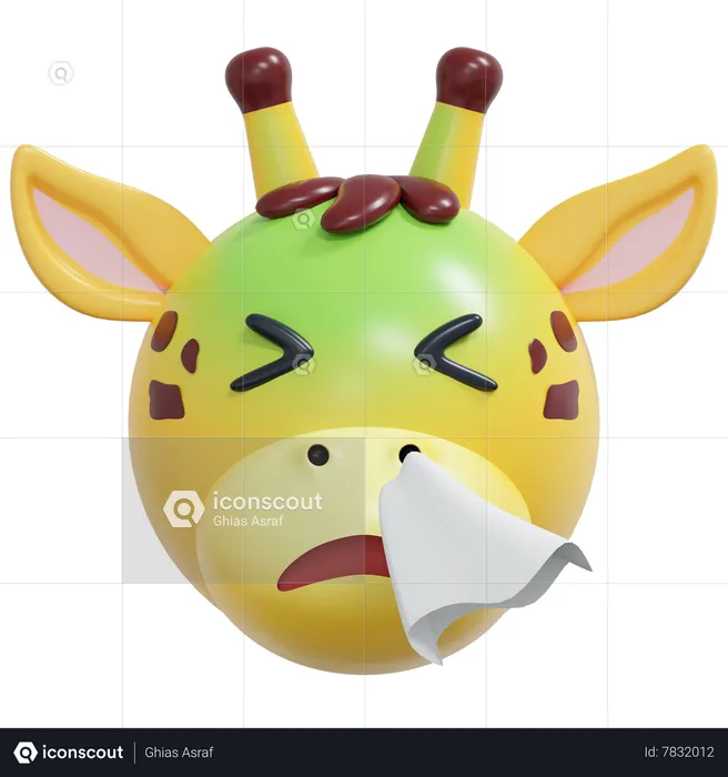 Flu Giraffe Emoticon Emoji 3D Icon