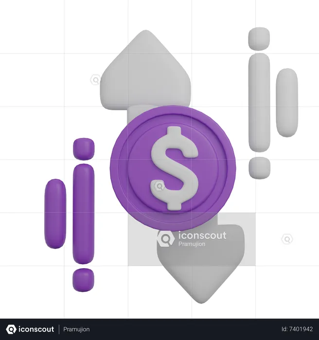 Fluctuación del dólar  3D Icon