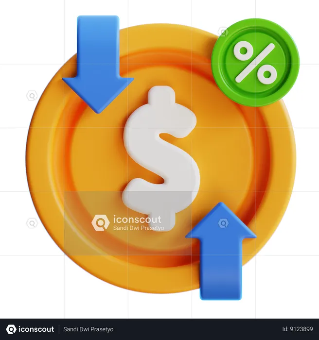 Fluctuación del mercado  3D Icon