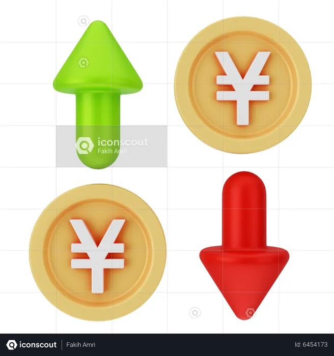 Fluctuación del yen  3D Icon